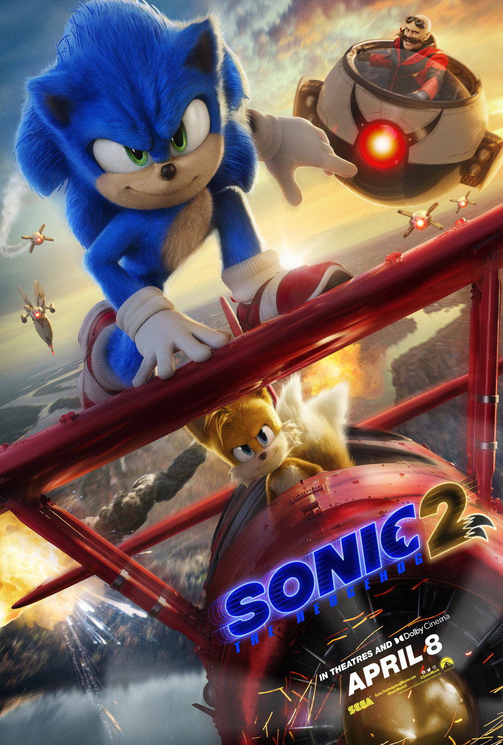Convite Animado Sonic 2 - Filme ( Tails, Knuckles e Shadow )
