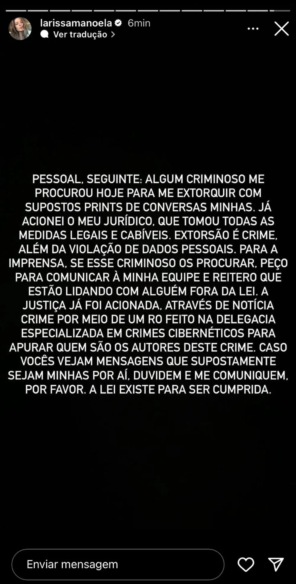 Larissa Manoela sofre tentativa de extorsão e aciona a polícia - Pipoca  Moderna