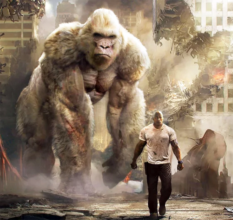 Dwayne Johnson aparece com gorila gigante em nova foto de Rampage